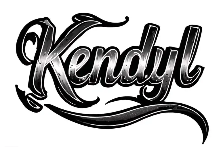 Script saying Kendyl with inner bicep placement to become part of a half sleeve tattoo tattoo design idea