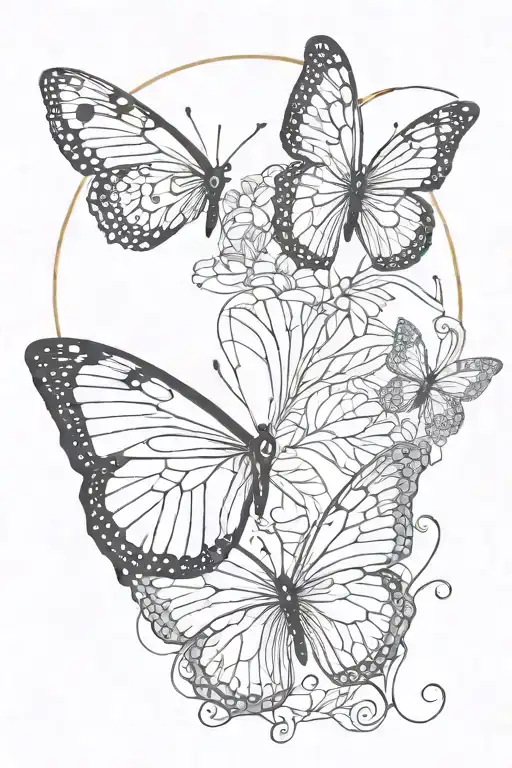 butterfly and moon also a present kiss my ass" tattoo design idea