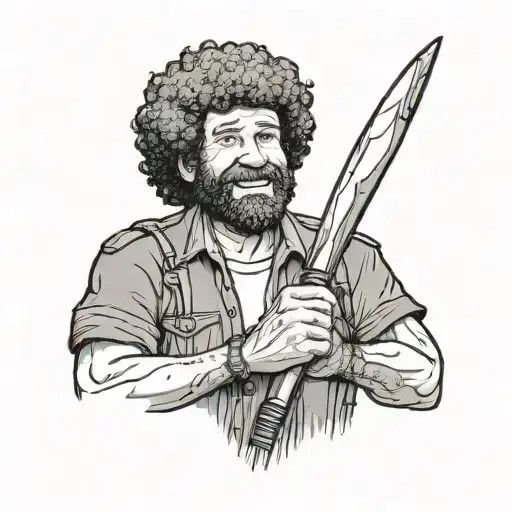vault boy dressed as bob ross tattoo design idea