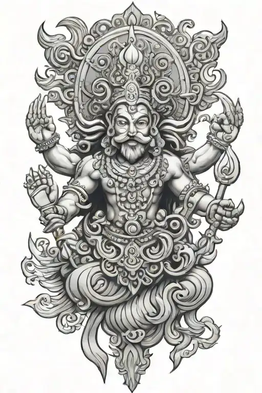 ravana and shiva trishul tattoo design idea