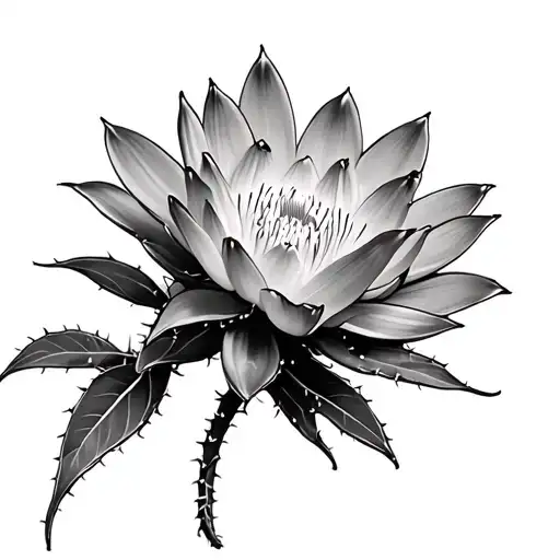 prickly pear flower tattoo design idea