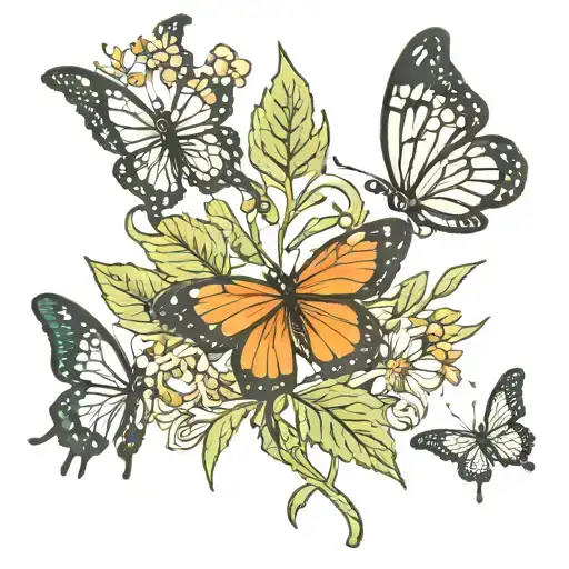 weed leaf with butterflies sorounding the word williams tattoo design idea