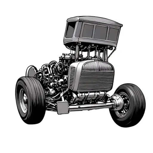block v8 engine oldschool tattoo design idea