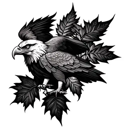 Eagle bright fall leaves tattoo design idea