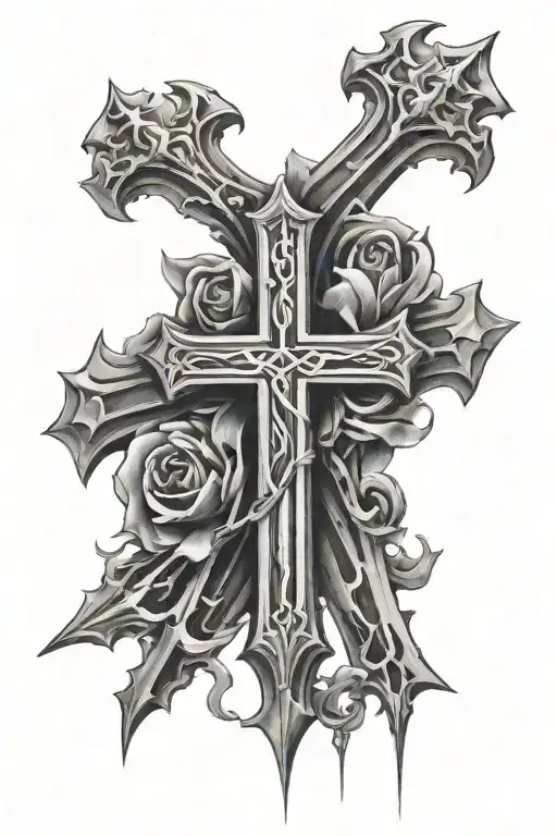 the word Godspeed inside of a cross, but make it very simple tattoo design idea