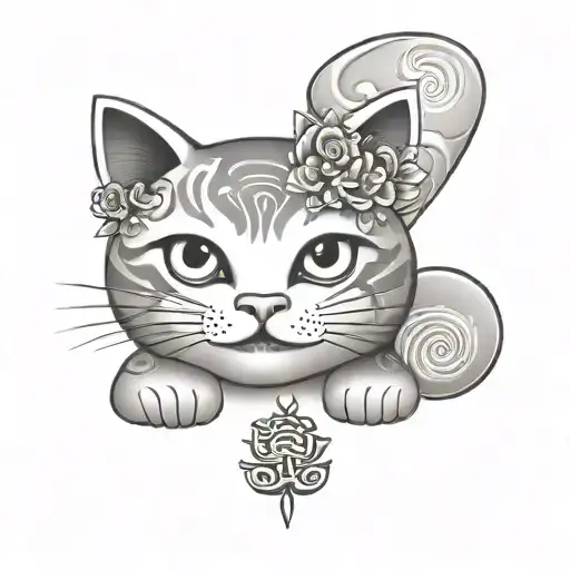 Lucky Cat tattoo design idea
