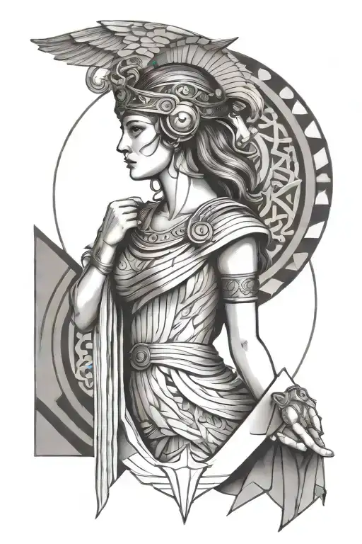 athena greek goddess tattoo design idea