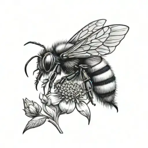 bumblebee with flowers tattoo design idea