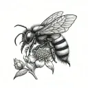 bumblebee with flowers tattoo design idea