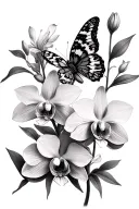 butterfly orchids leopard print incorporated tattoo design idea