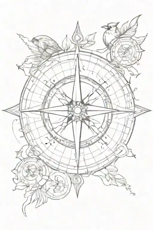 cardinal directions, compass tattoo design idea