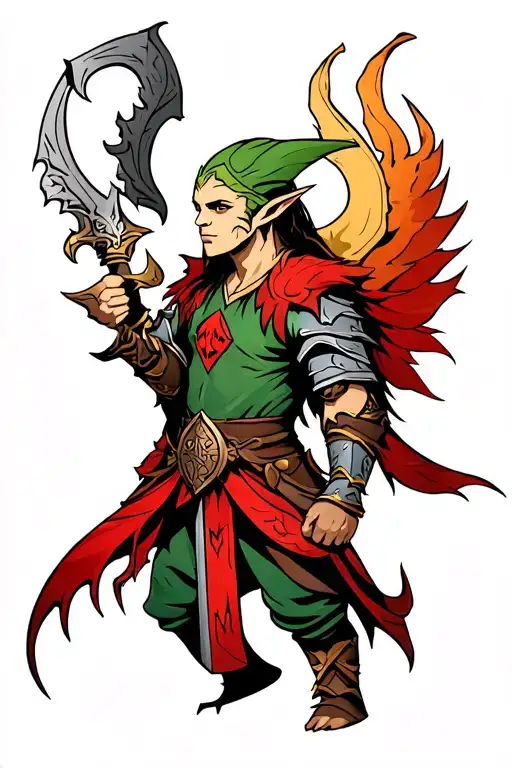 elf warrior tattoo design idea