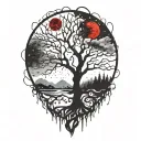 tree of life and sun and moon tattoo design idea