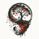 tree of life and sun and moon tattoo design idea