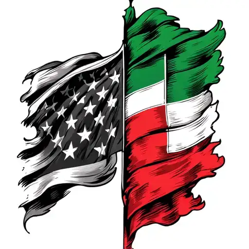 American and italian flag half sleeve tattoo design idea