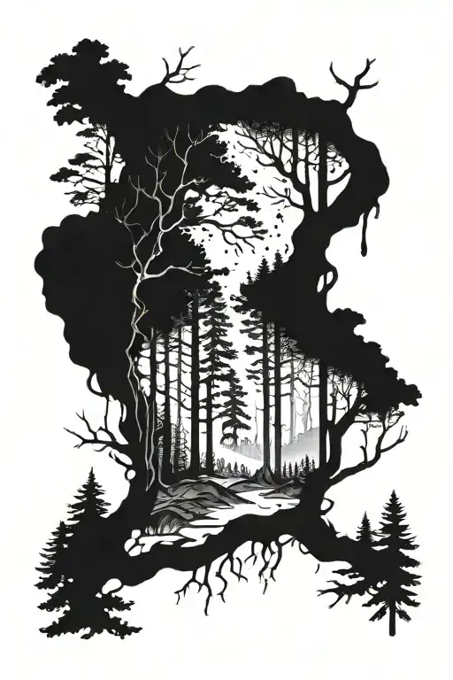 depression forest tattoo design idea