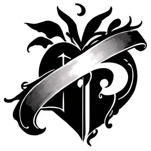 B inside of a heart surrounded tattoo design idea