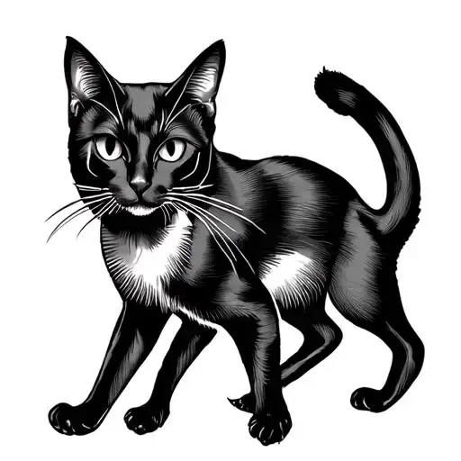 Halloween cat in a walking pose tattoo design idea