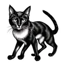 Halloween cat in a walking pose tattoo design idea