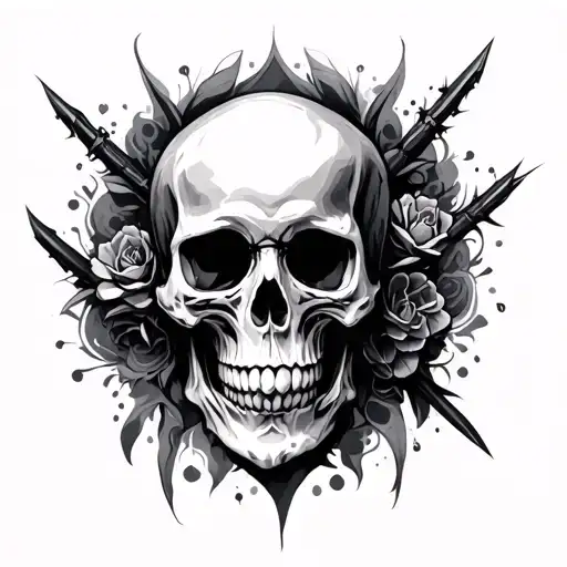 Gothic Skull tattoo design idea