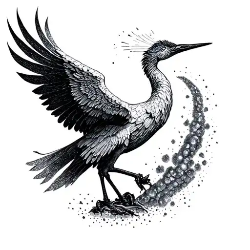 Cosmic crane of metallurgical production tattoo design idea