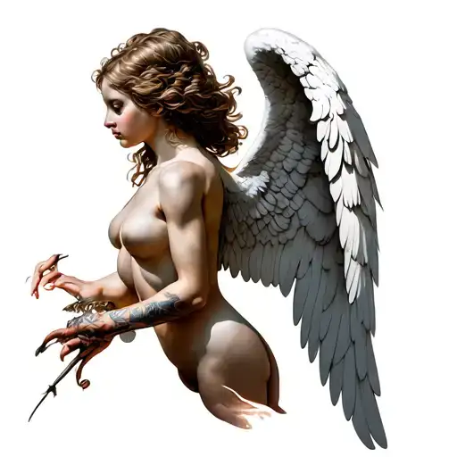 Angel bad angel tattoo design idea