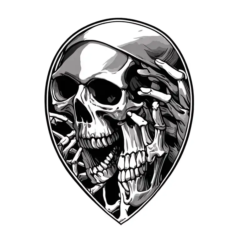 skeleton taking photograph tattoo design idea