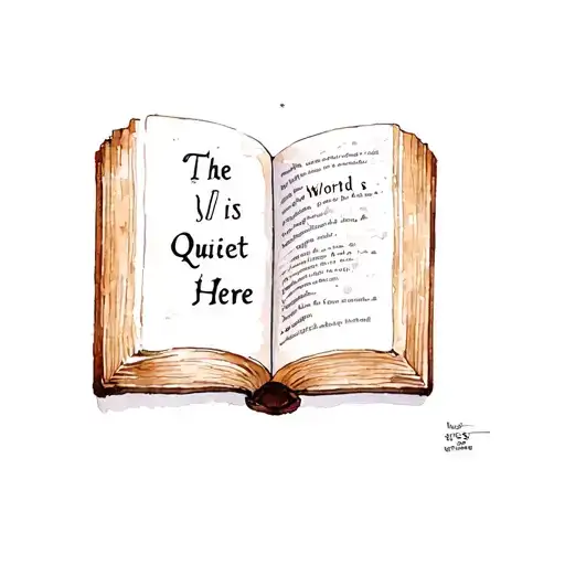 "The World is Quiet Here" "The World is Quiet Here" ancient book open in front tattoo design idea