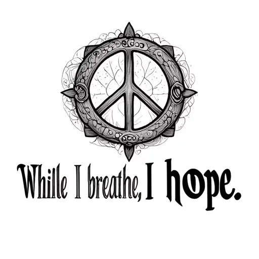 "While I breathe, I hope." peace, life , hope symbols tattoo design idea