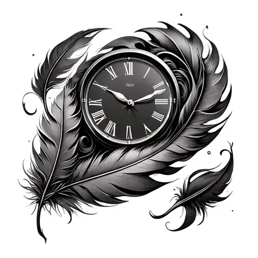 twin flame feather 11 11 clock tattoo design idea