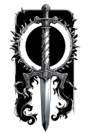 Damocles sword with semi colon incorporated tattoo design idea