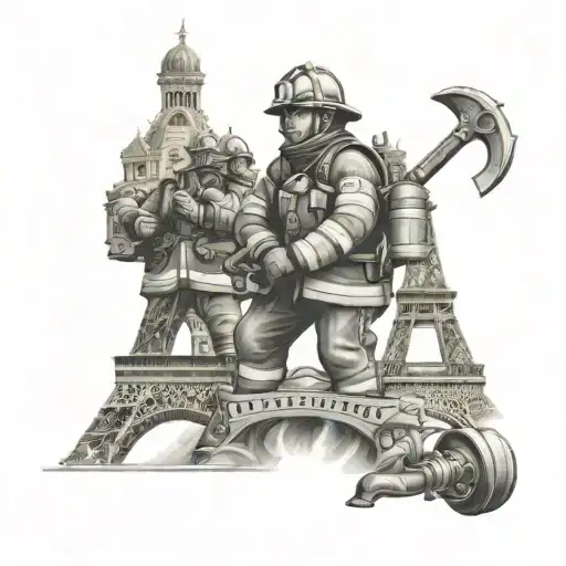 Paris firefighter France tattoo design idea