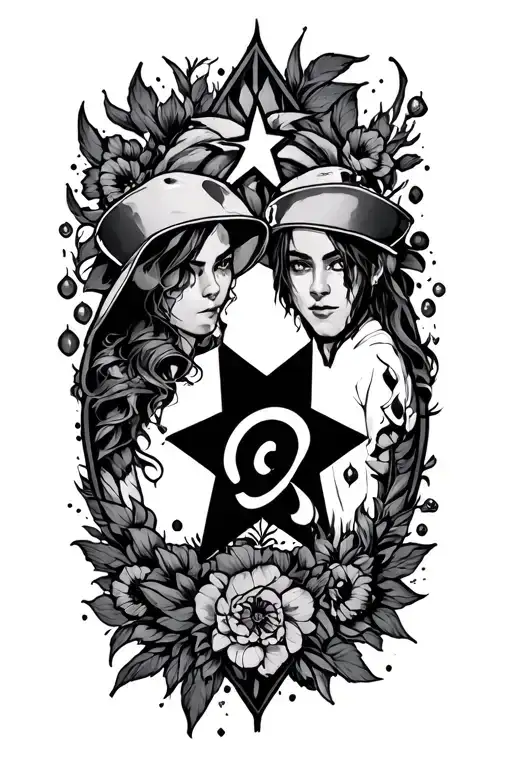 Star with Lonnie and Steffan inside surrounded tattoo design idea