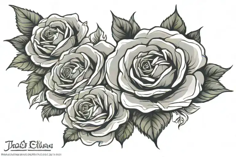roses that say in the middle  Jade Eliana  tattoo design idea