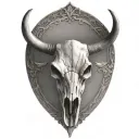 longhorn bull skull spooky tattoo design idea