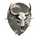 longhorn bull skull spooky tattoo design idea