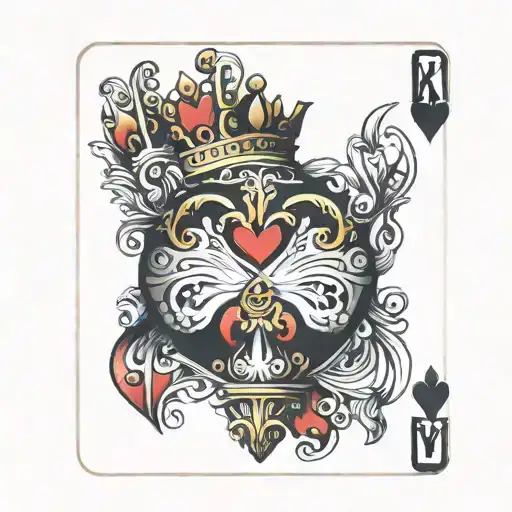 interesting 3d card for king of hearts realistic, majestic and fun tattoo design idea