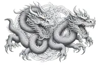 two Thai dragons going separate ways tattoo design idea