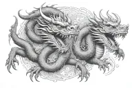 two Thai dragons going separate ways tattoo design idea