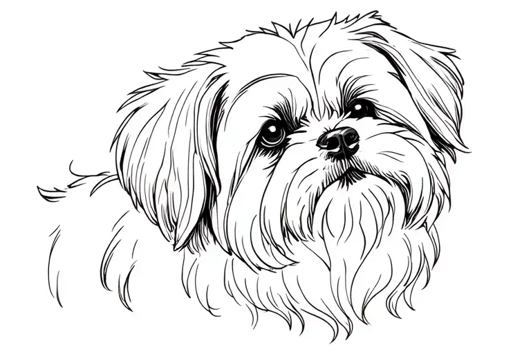 Lhaso apso woodcut style tattoo design idea