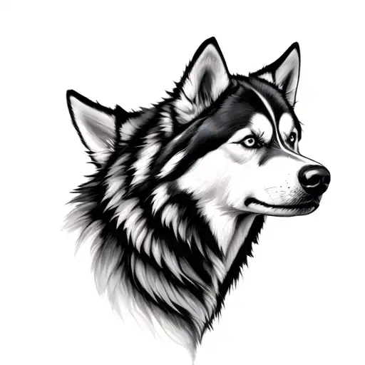 Phönix with Husky Siberian leaving tattoo design idea