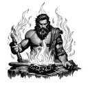 Hephaestus working forge tattoo design idea