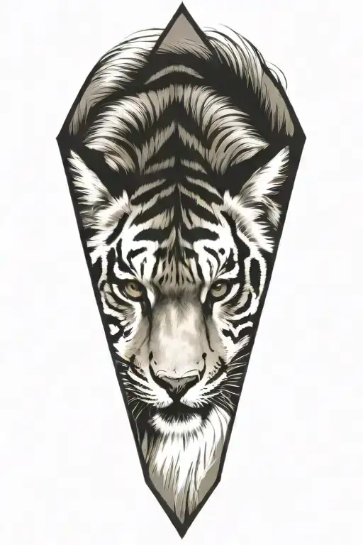 Fox full body tiger head tattoo design idea