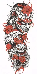 anime character wearing a  oni mask fighting off inner demons tattoo design idea