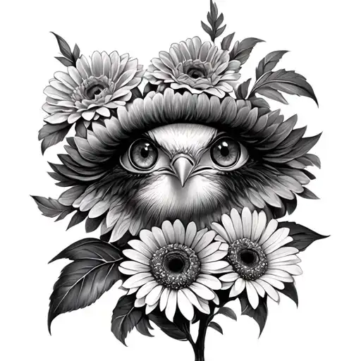 Eyes, Aguila, Gerberas, Pica de As Corazon tattoo design idea