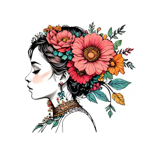 mama tried with flowers intertwined tattoo design idea