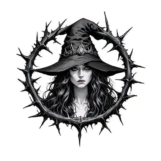 Crown Thorns empath witch tattoo design idea
