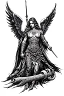 warrior and angel tattoo design idea
