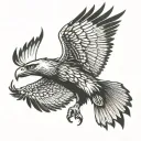 eagle forward facing with talons showing, wings curved inwards tattoo design idea