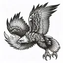 eagle forward facing with talons showing, wings curved inwards tattoo design idea